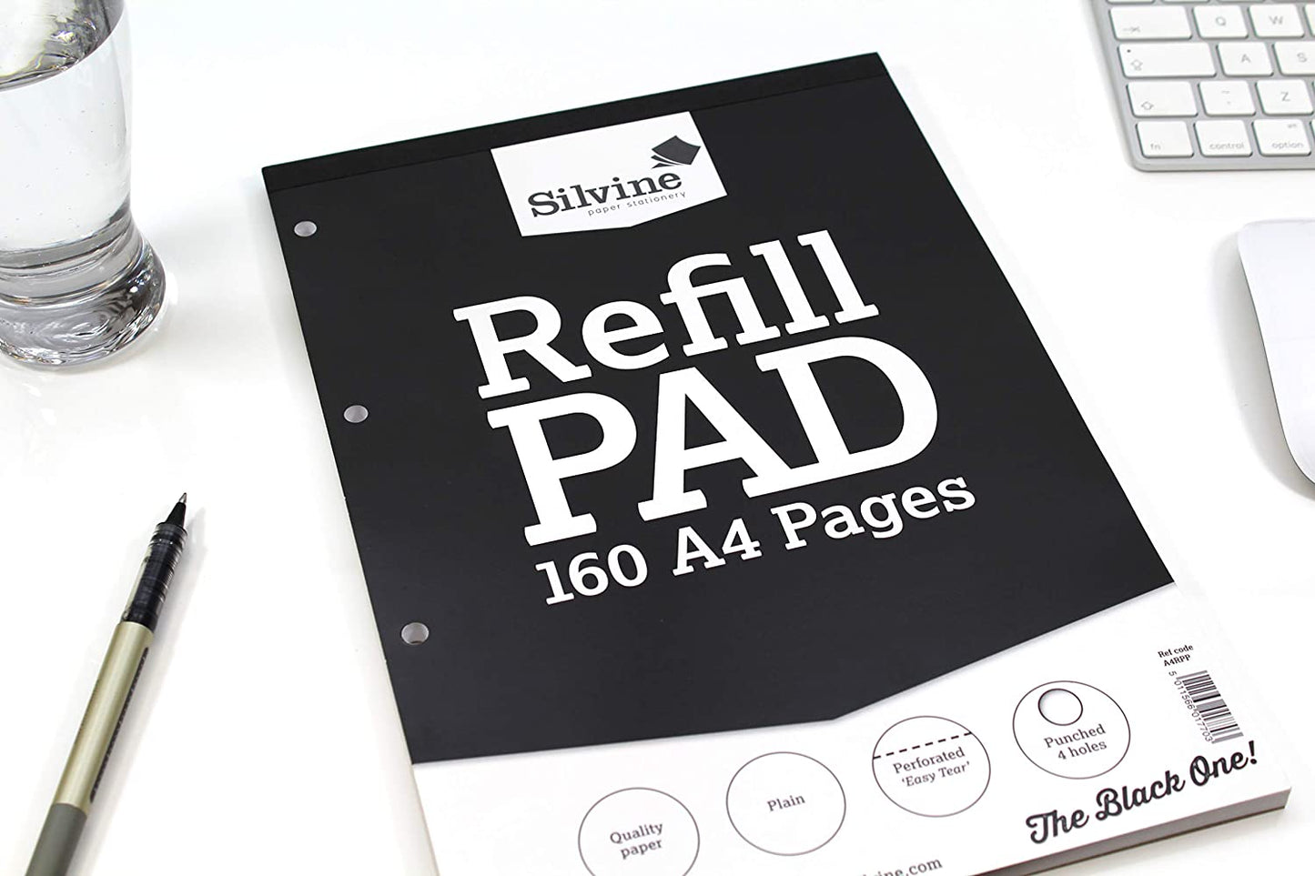 Silvine Black Cover (Plain) A4 Refill Pad