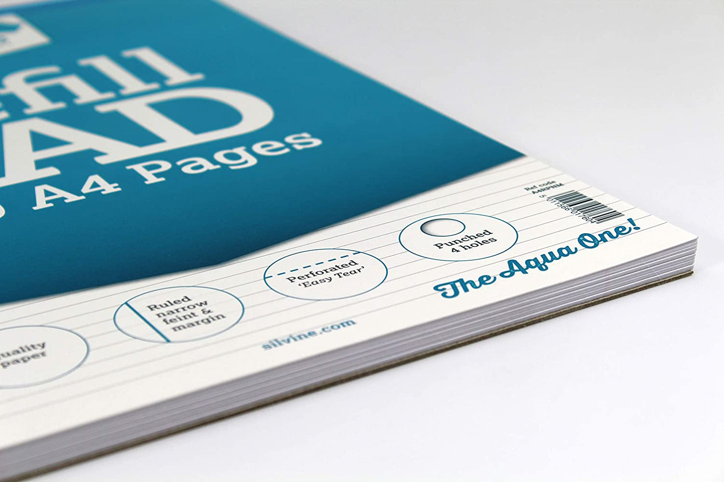 Silvine Aqua Cover (Narrow Feint and Margin) A4 Refill Pad