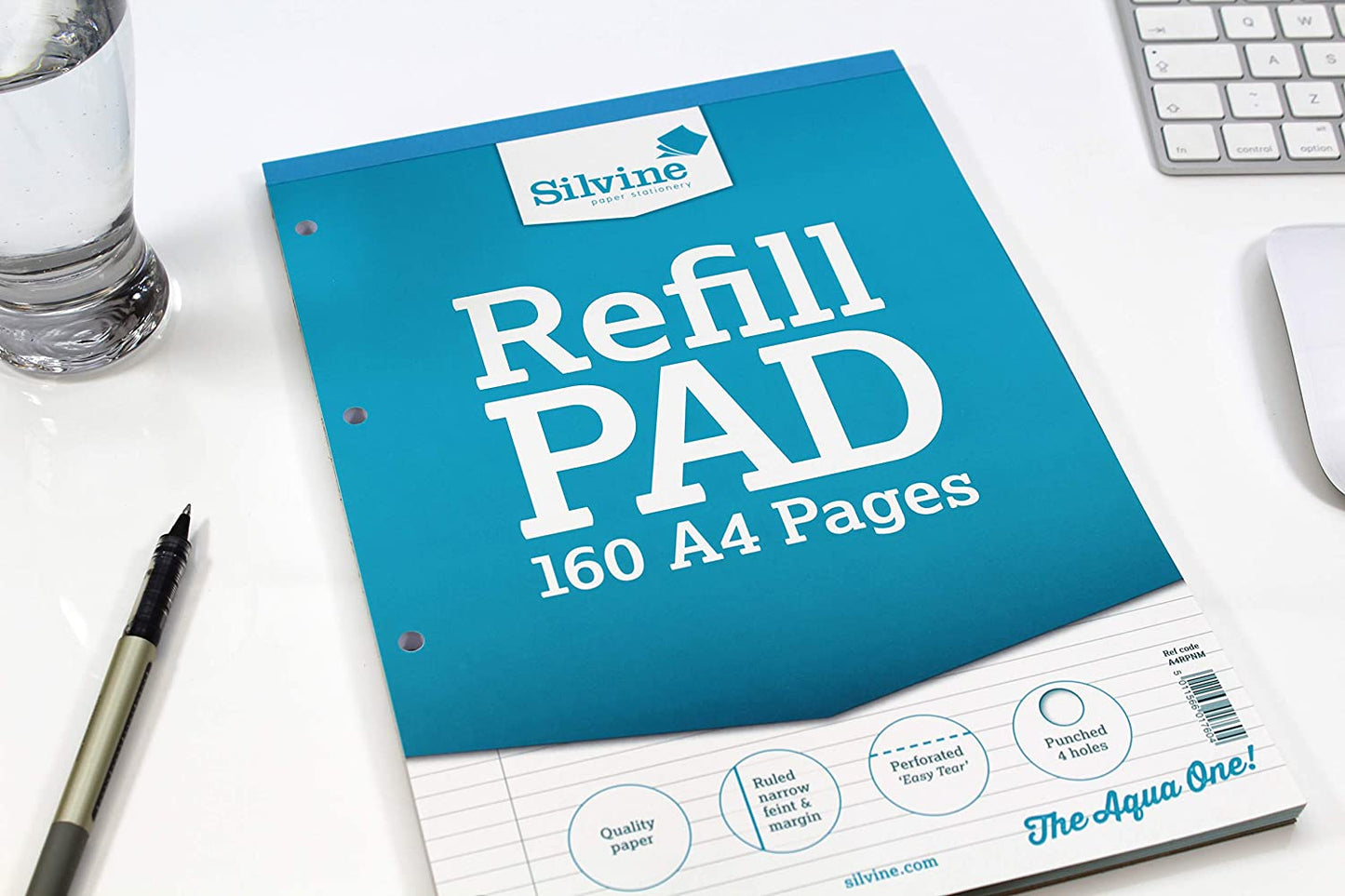 Silvine Aqua Cover (Narrow Feint and Margin) A4 Refill Pad