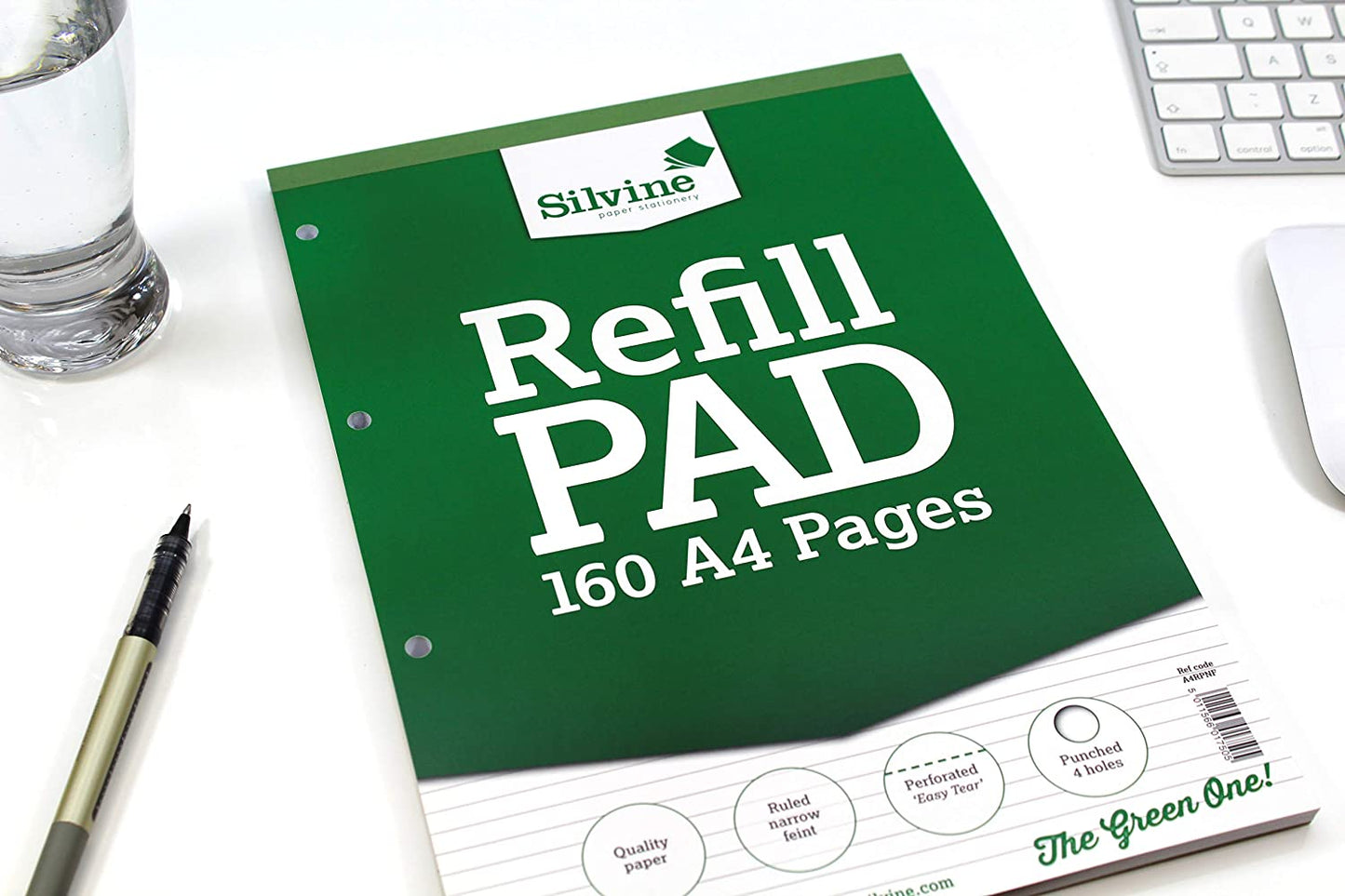 Silvine Green Cover (Ruled, Narrow Feint) A4 Refill Pad