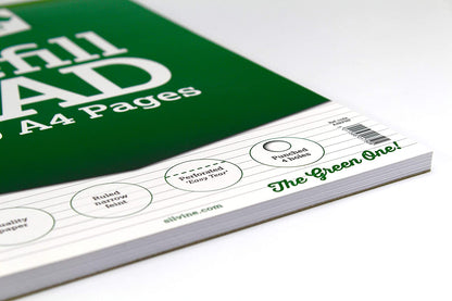 Silvine Green Cover (Ruled, Narrow Feint) A4 Refill Pad